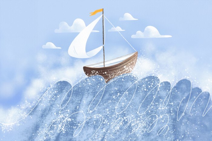 Papier peint  Bateau à voile sur une mer agitée