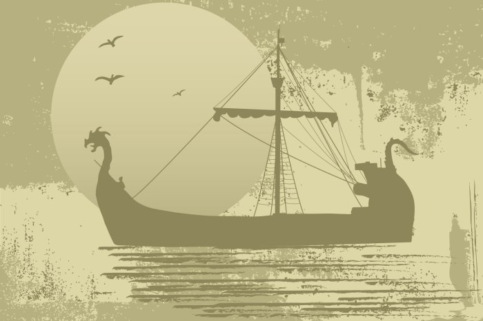 Papier peint  Navire pirate en mer sur fond de lune