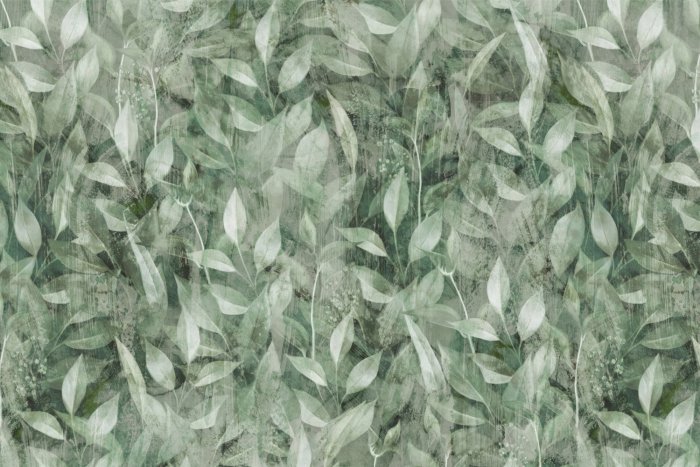 Papier peint  Fond botanique vert avec des feuilles