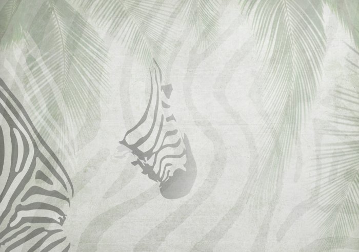 Papier peint  Modèle de zèbre animal et feuilles de palmier