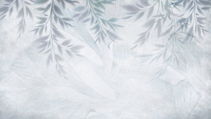 Papier peint  Feuilles sur un modèle de texture botanique de fond bleu