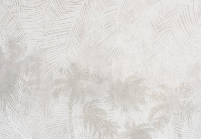 Papier peint  Feuilles et arbres de palmier sur fond en béton clair