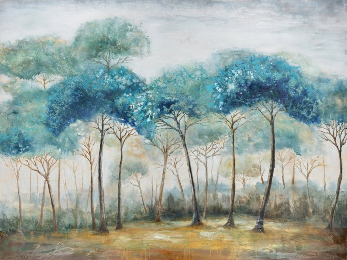 Papier peint  Paysage Pittoresque avec des Arbres Bleus