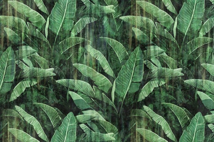 Papier peint  Feuilles tropicales vintage