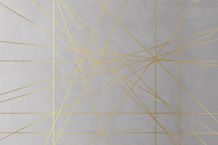 Papier peint  Lignes dorées sur imitation béton une composition moderne
