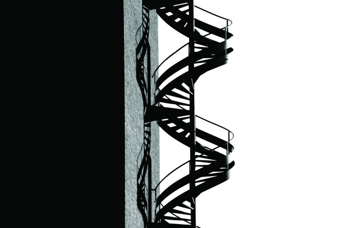 Papier peint  Escalier en colimaçon en métal noir