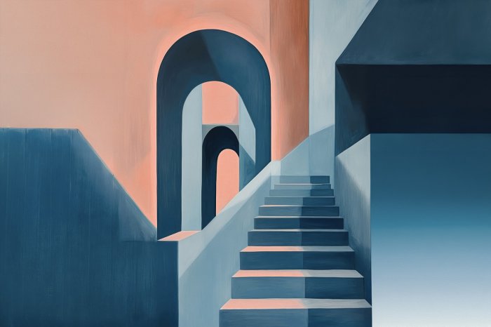 Papier peint  Escaliers dans une composition architecturale géométrique