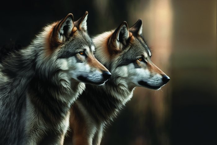 Papier peint  Motif animal avec de gros loups