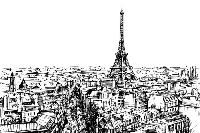 Papier peint  Graphique esquisse d'un symbole de Paris dans un style minimaliste