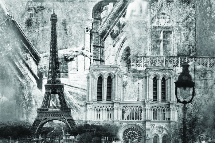 Papier peint  Représentation monochromatique de Paris