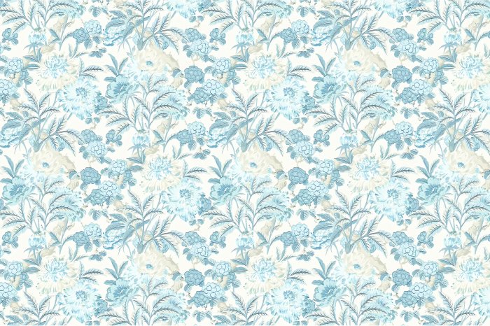 Papier peint  Prairie avec des fleurs bleues sauvages