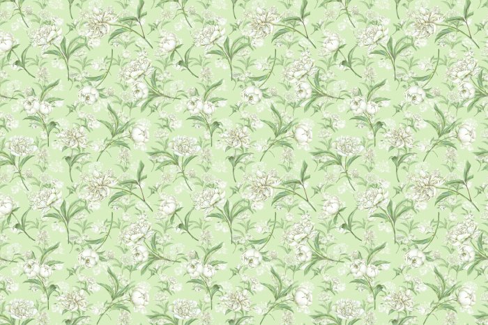 Papier peint  Pivoines blanches délicates dans le vert