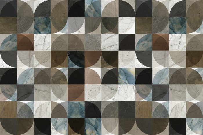 Papier peint  Mosaïque de couleurs naturelles dans la symétrie des formes