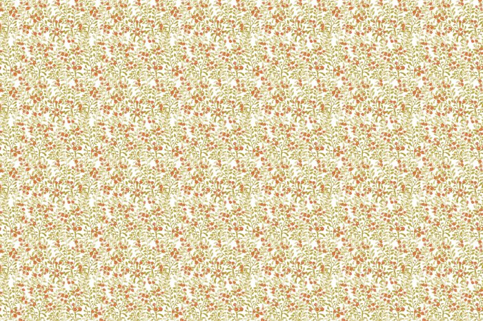 Papier peint  Petites fleurs rouges parmi les feuilles