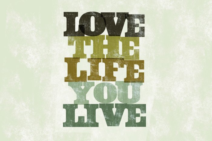 Papier peint  Texte sur l'amour de la vie sur le béton