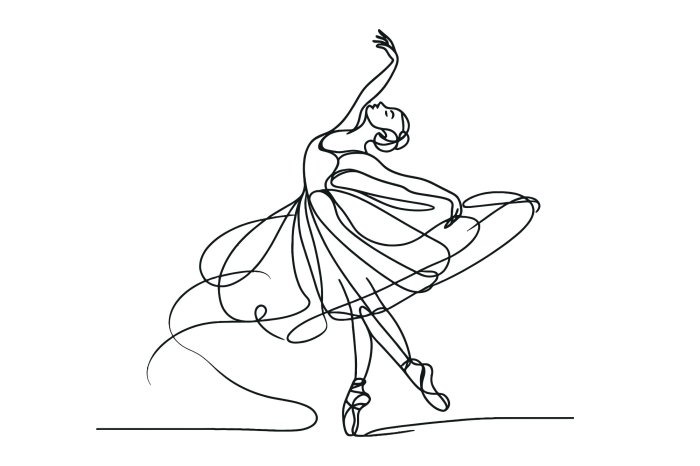 Papier peint  Croquis au trait d'une ballerine dansante