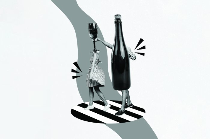 Papier peint  Représentation abstraite d'un verre de vin et de vin