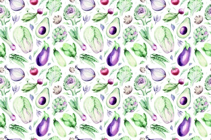 Papier peint  Aubergine et chou avec d'autres légumes