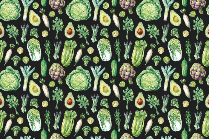 Papier peint  Divers légumes sur fond noir