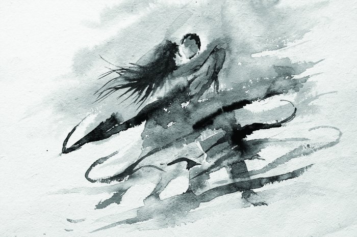 Papier peint  Couple dansant dans une peinture floue