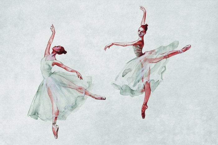 Papier peint  Ballerines délicates dansant sur une surface en béton