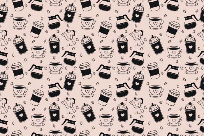 Papier peint  Composition aromatique de grains de café avec des tasses