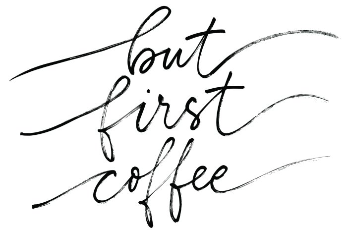 Papier peint  Lettrage noir sur le café sur fond blanc