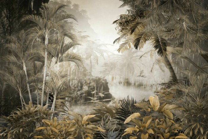 Papier peint  Forêt tropicale avec des palmiers