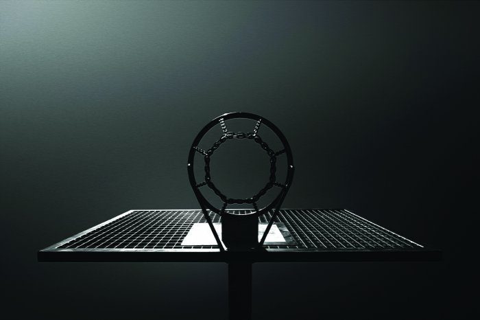 Papier peint  Photo en noir et blanc d'un panier de basket