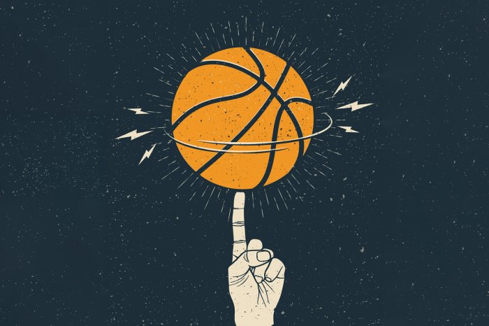 Papier peint  Ballon de basket tournant sur un doigt