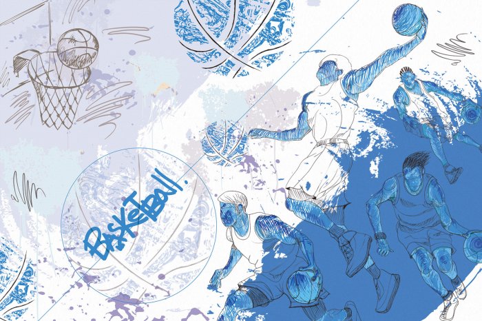 Papier peint  Hommes s'entraînant au basket