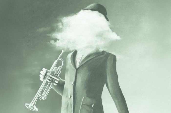 Papier peint  Homme avec un visage flou et une trompette