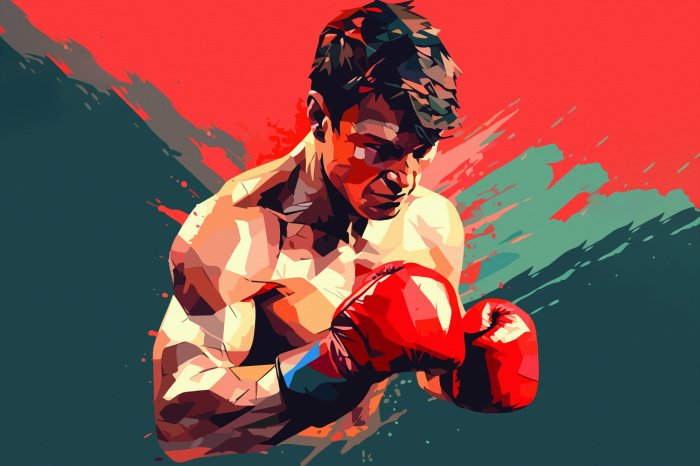 Papier peint  Boxeur musclé abstrait portant des gants