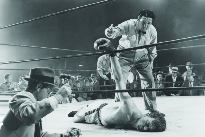 Papier peint  Arbitre comptant un boxeur masculin