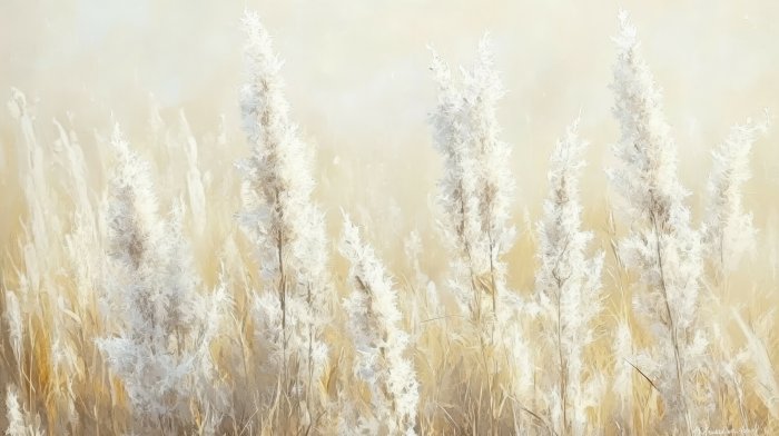 Papier peint  Aquarelle d'une prairie avec des herbes sèches