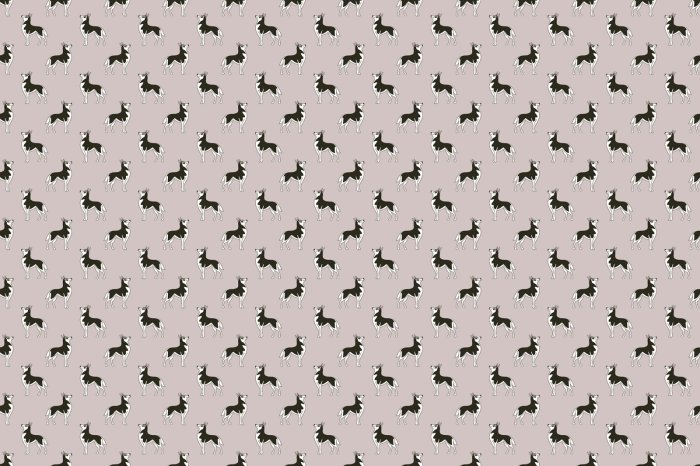 Papier peint  Motif minimaliste avec des chiens noirs et blancs