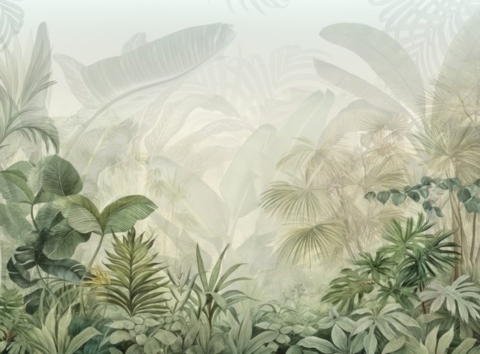 Papier peint  Forêt tropicale dense avec des palmiers
