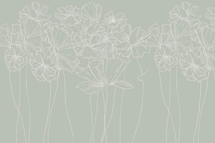 Papier peint  Croquis d'une prairie de fleurs sauvages