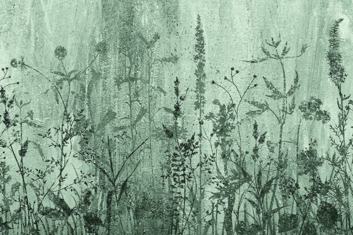 Papier peint  Prairie de fleurs sauvages sur le béton