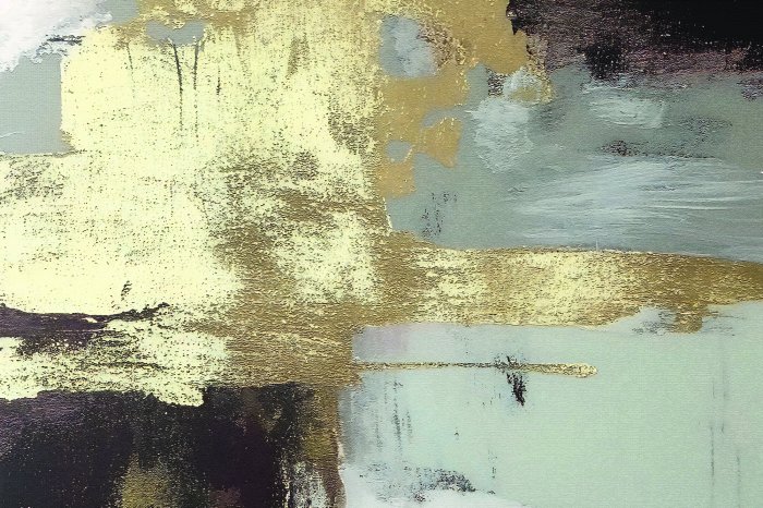 Papier peint  Mur en béton avec décoration dorée