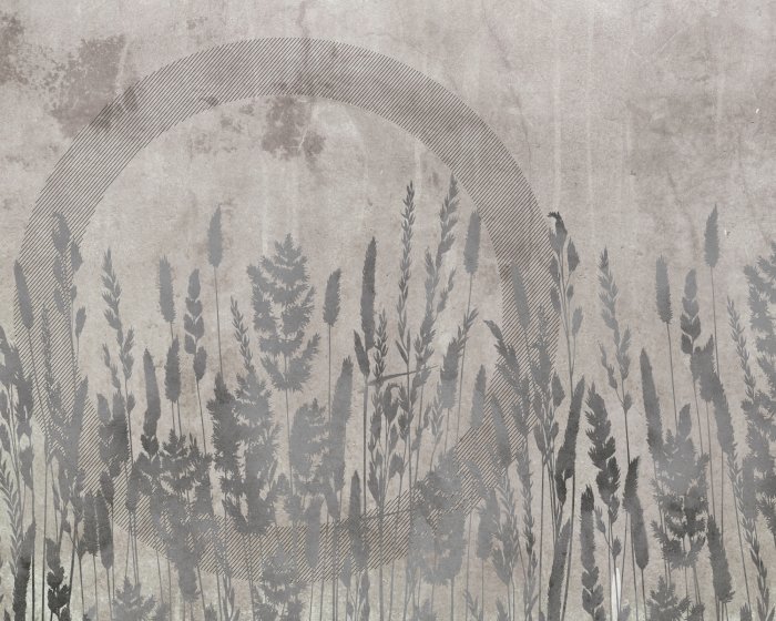 Papier peint  Représentation abstraite d'une prairie sur le mur