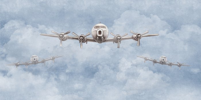 Papier peint  Avions volant parmi les nuages