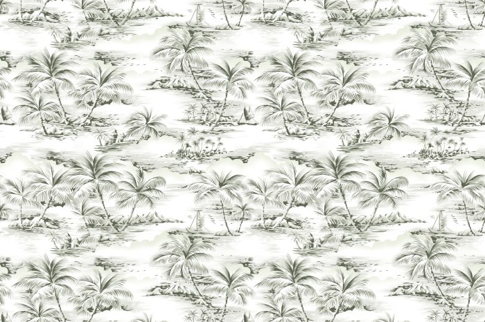Papier peint  Palmiers en noir et blanc dans les tropiques