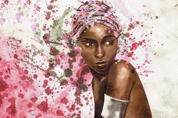 Papier peint  Aquarelle d'une femme africaine