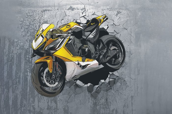 Papier peint  Moto moderne sur béton