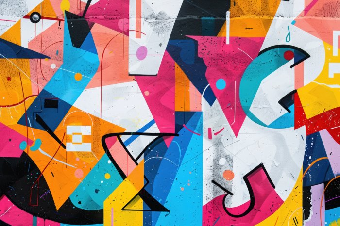 Papier peint  Fresque murale abstraite de graffiti avec des formes géométriques