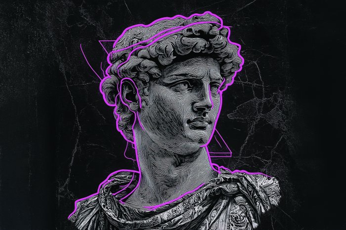 Papier peint  Sculpture d'un dieu grec en style Pop Art