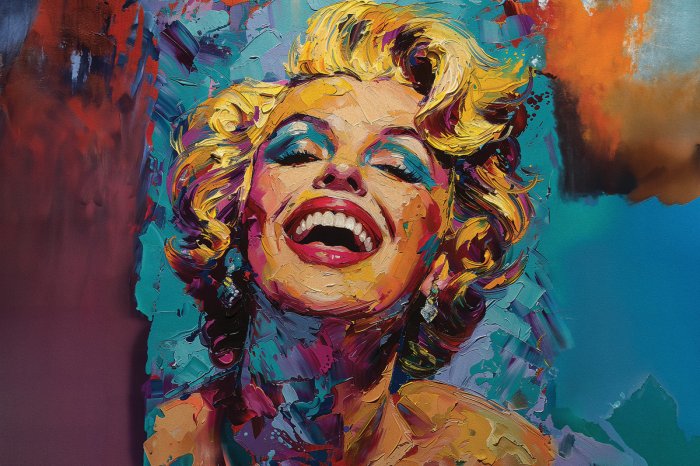 Papier peint  Marilyn Monroe souriante en aquarelle
