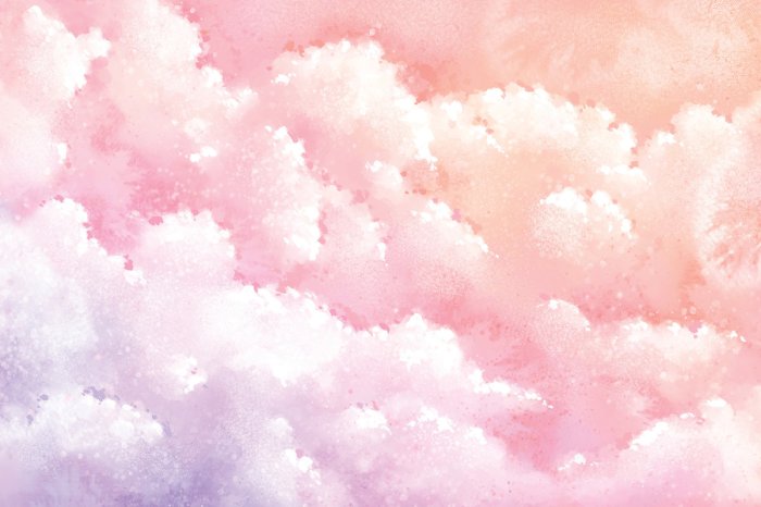 Papier peint  Nuages dans le ciel rose et violet