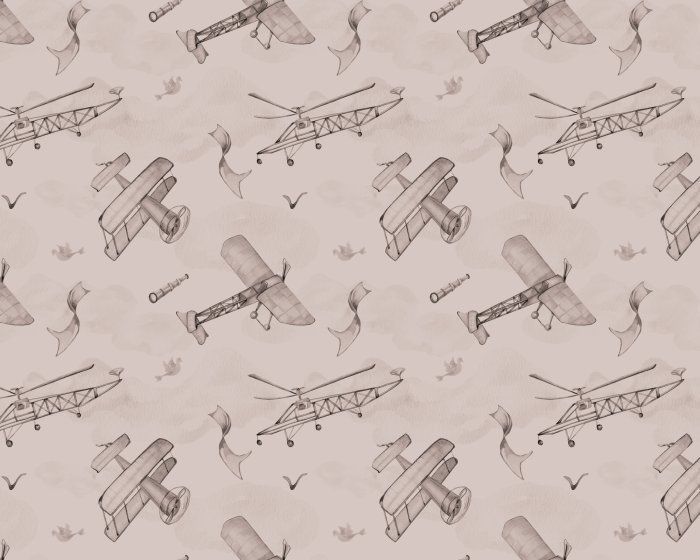 Papier peint  Ciel en aquarelle avec des avions en vol